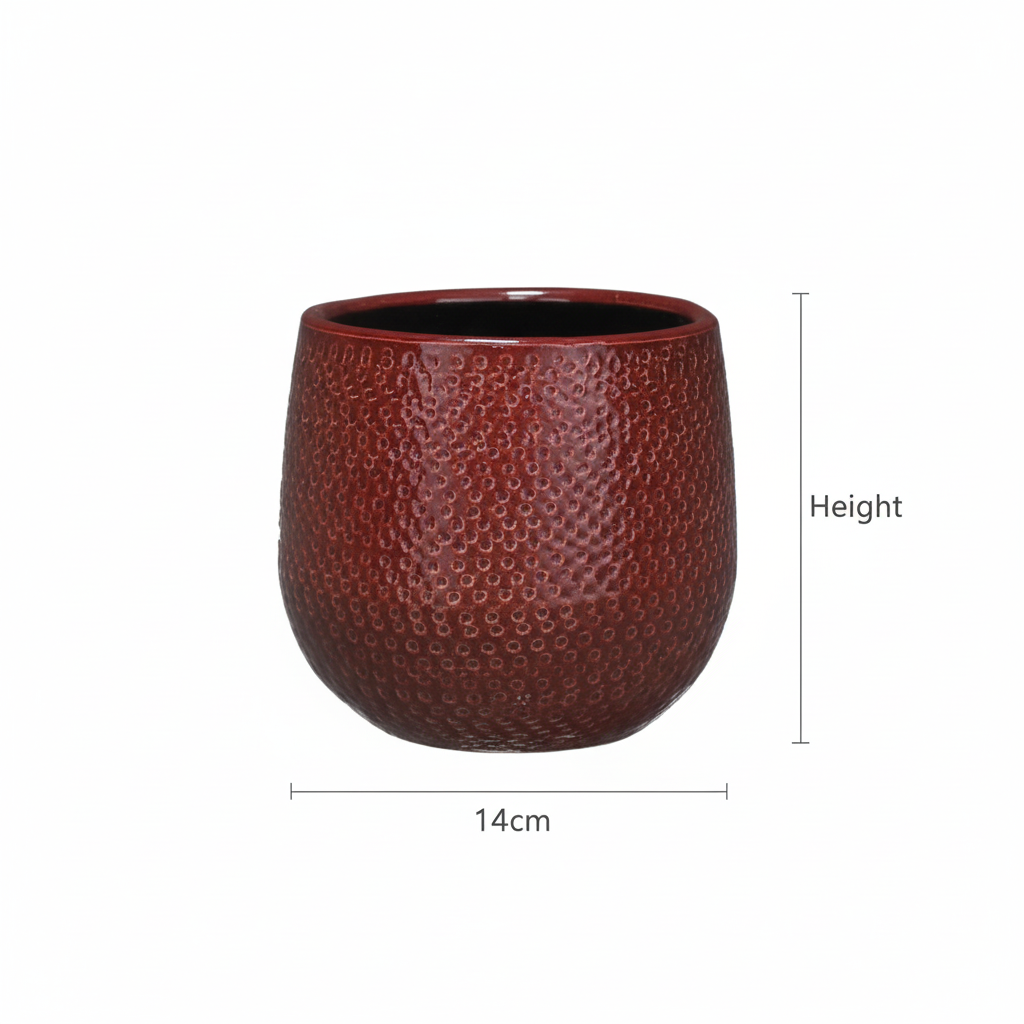 Pot Gabriel rond bordeaux Ø14cm - ↕14cm