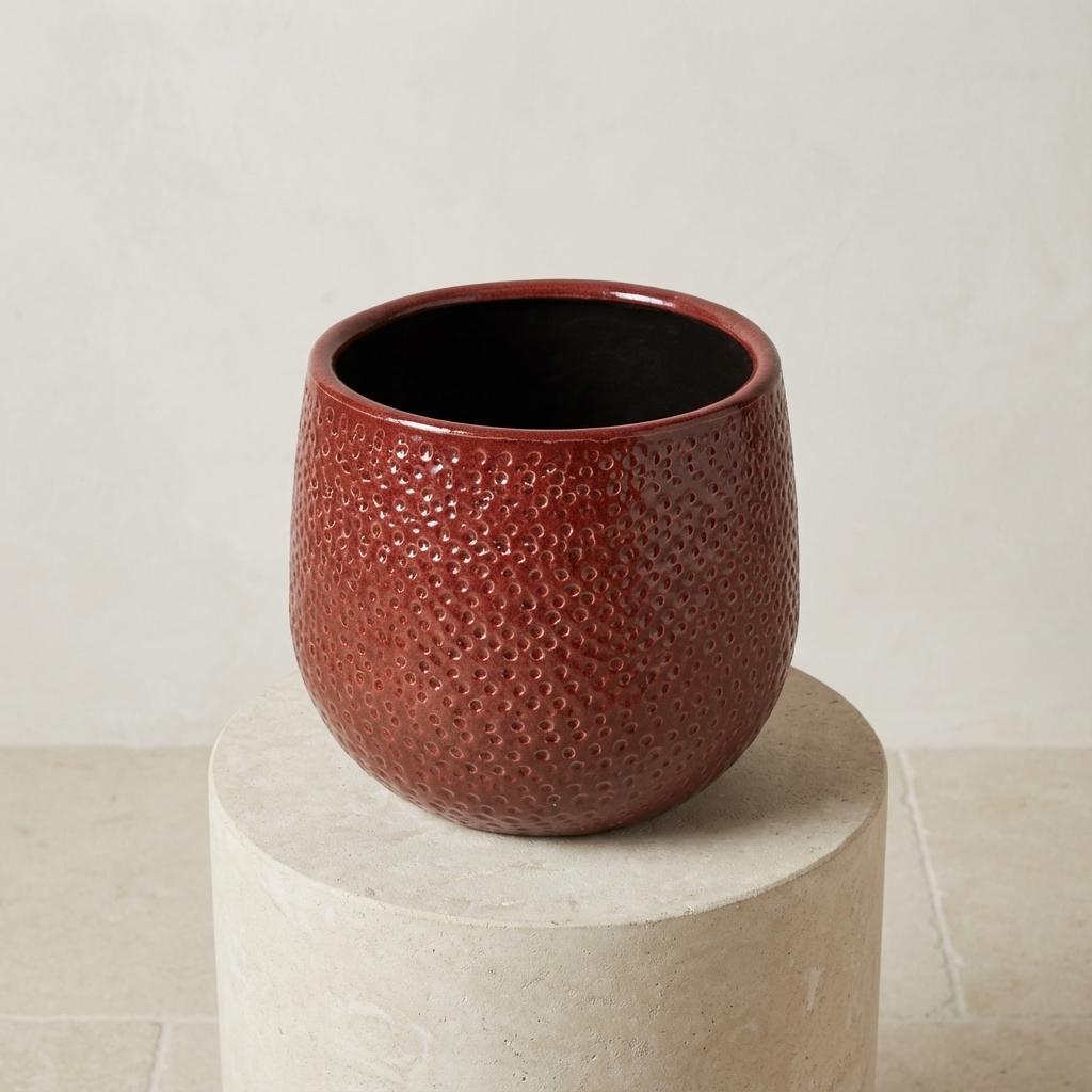 Pot Gabriel rond bordeaux Ø14cm - ↕14cm