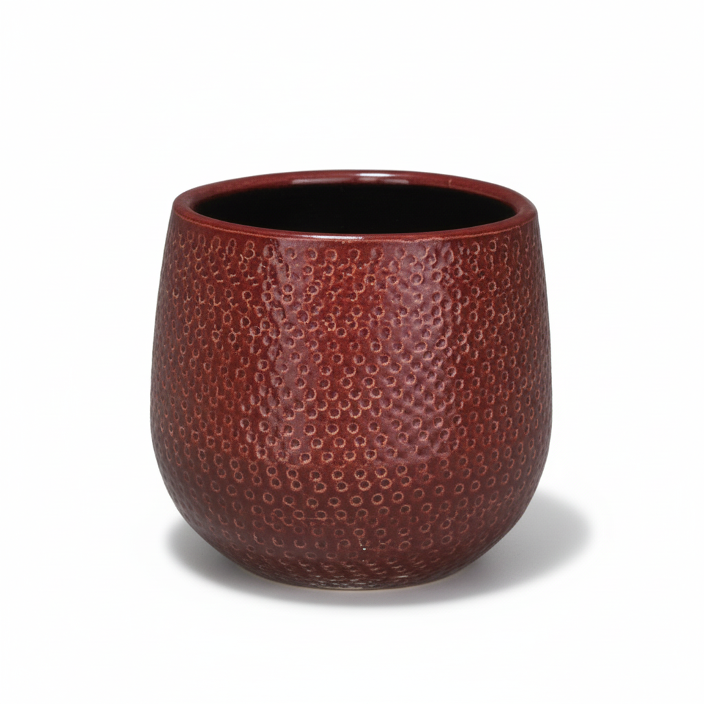 Pot Gabriel rond bordeaux Ø14cm - ↕14cm